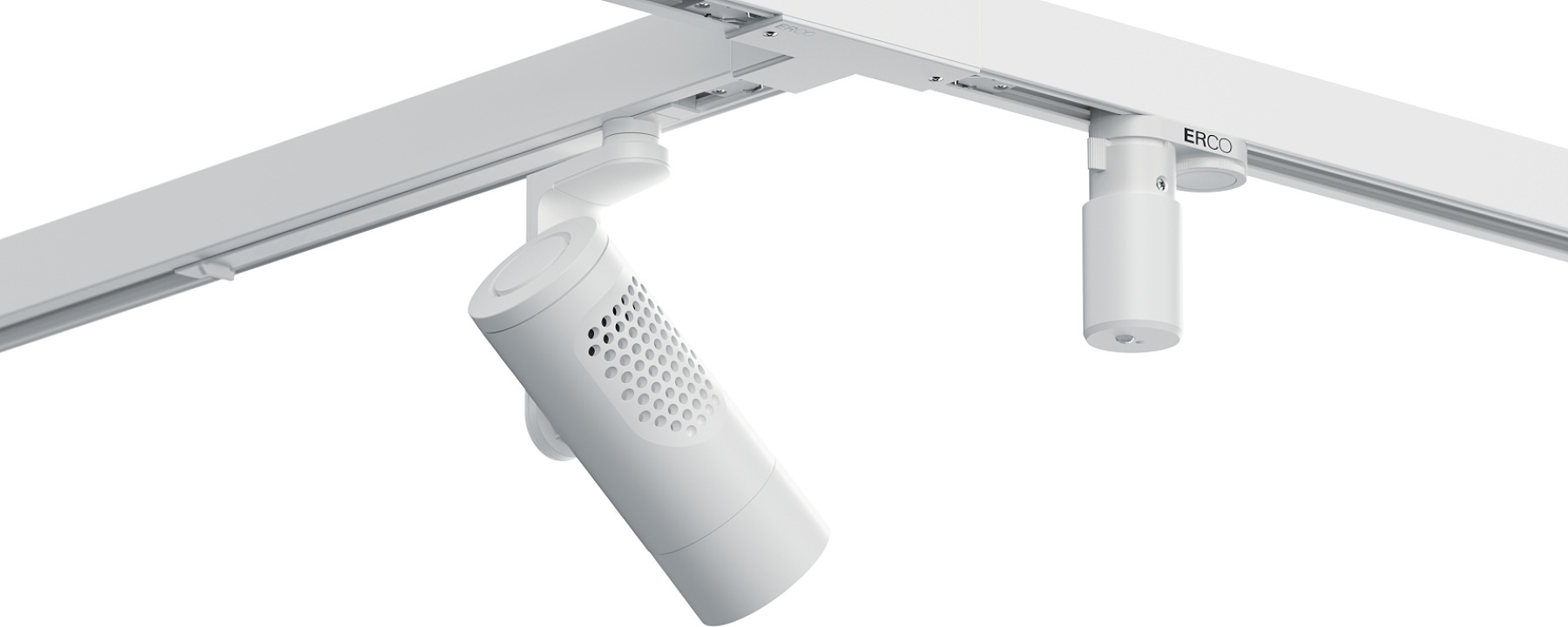 ERCO track with spotlights for flexible interior lighting solutions.