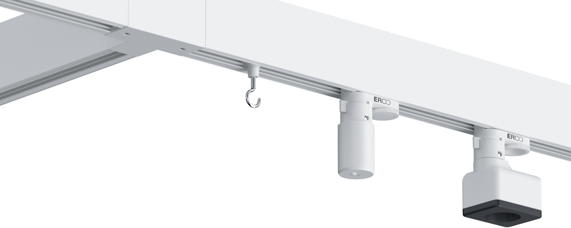 ERCO Hi-trac track with uplights, offering flexible indoor lighting solutions.