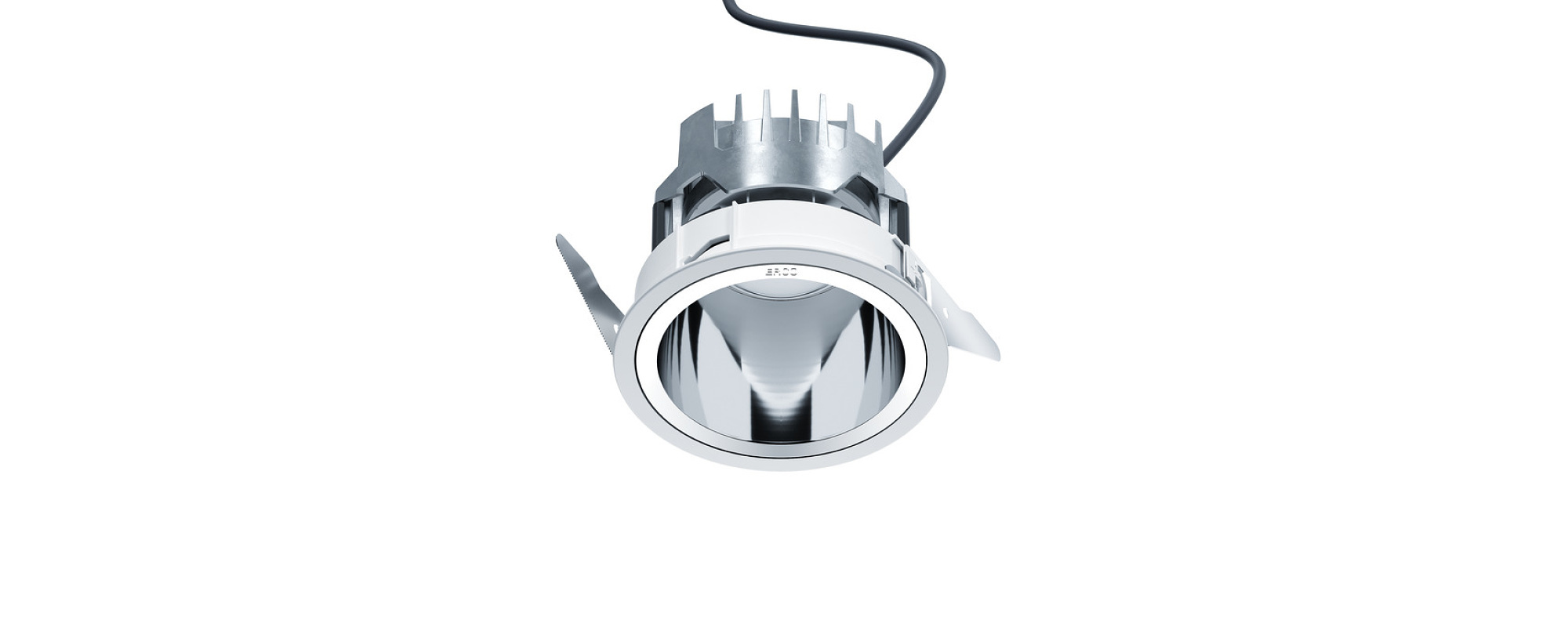 Quintessence round recessed downlight for high visual comfort and efficient general lighting.