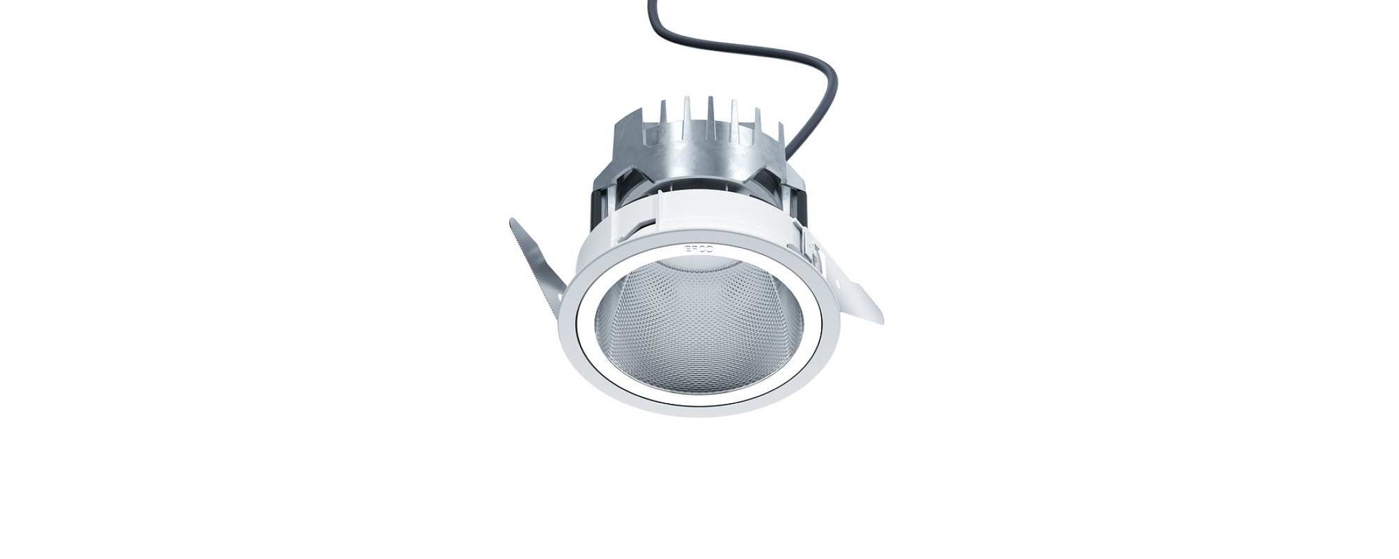 Quintessence round recessed downlight for high visual comfort and efficient general lighting.