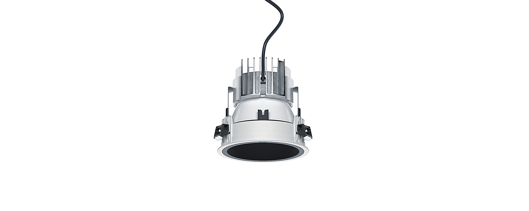 Atrium double focus recessed luminaire, providing glare-free light from high ceilings.