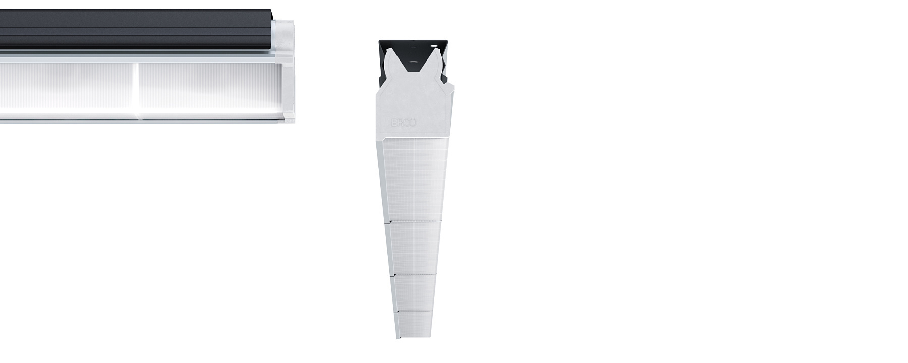 ERCO Lightgap recessed luminaire: Emphasizing wall textures with grazing light for 3D effects.
