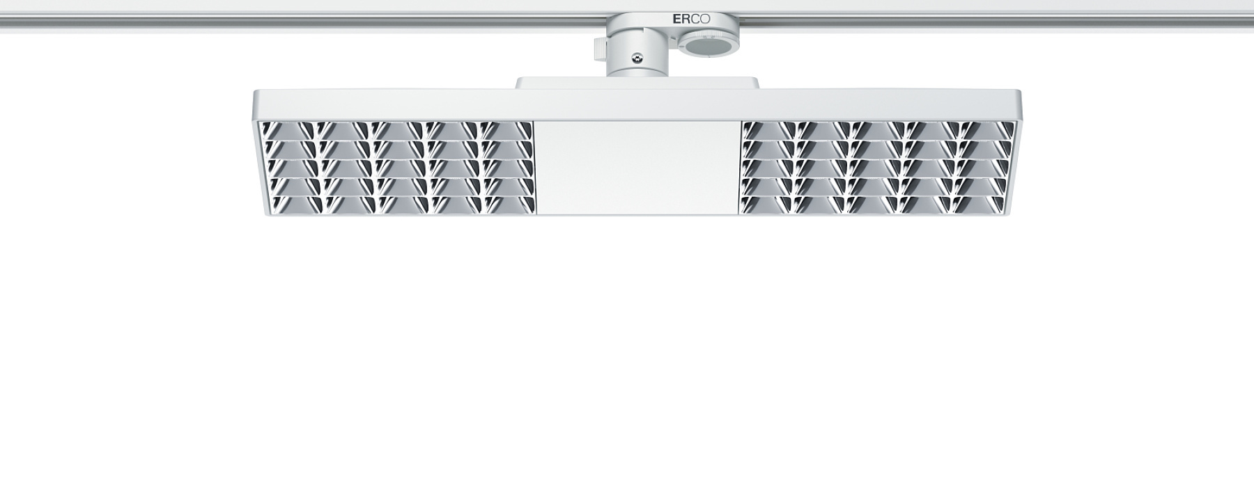 ERCO Jilly track downlight for efficient office lighting with anti-glare louvre.