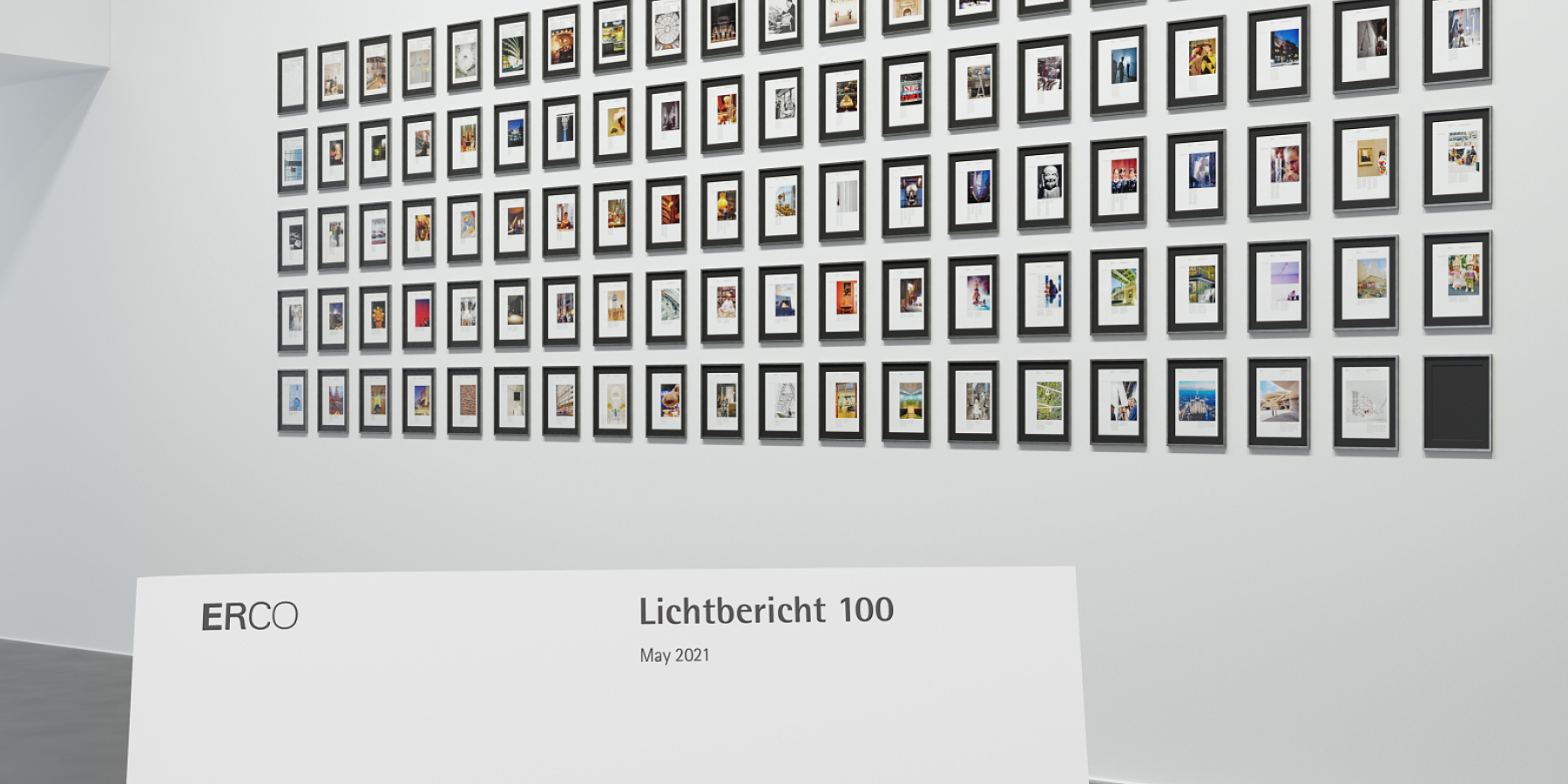ERCO Lichtbericht 100 exhibit: Showcasing inspiring light projects and lighting design.