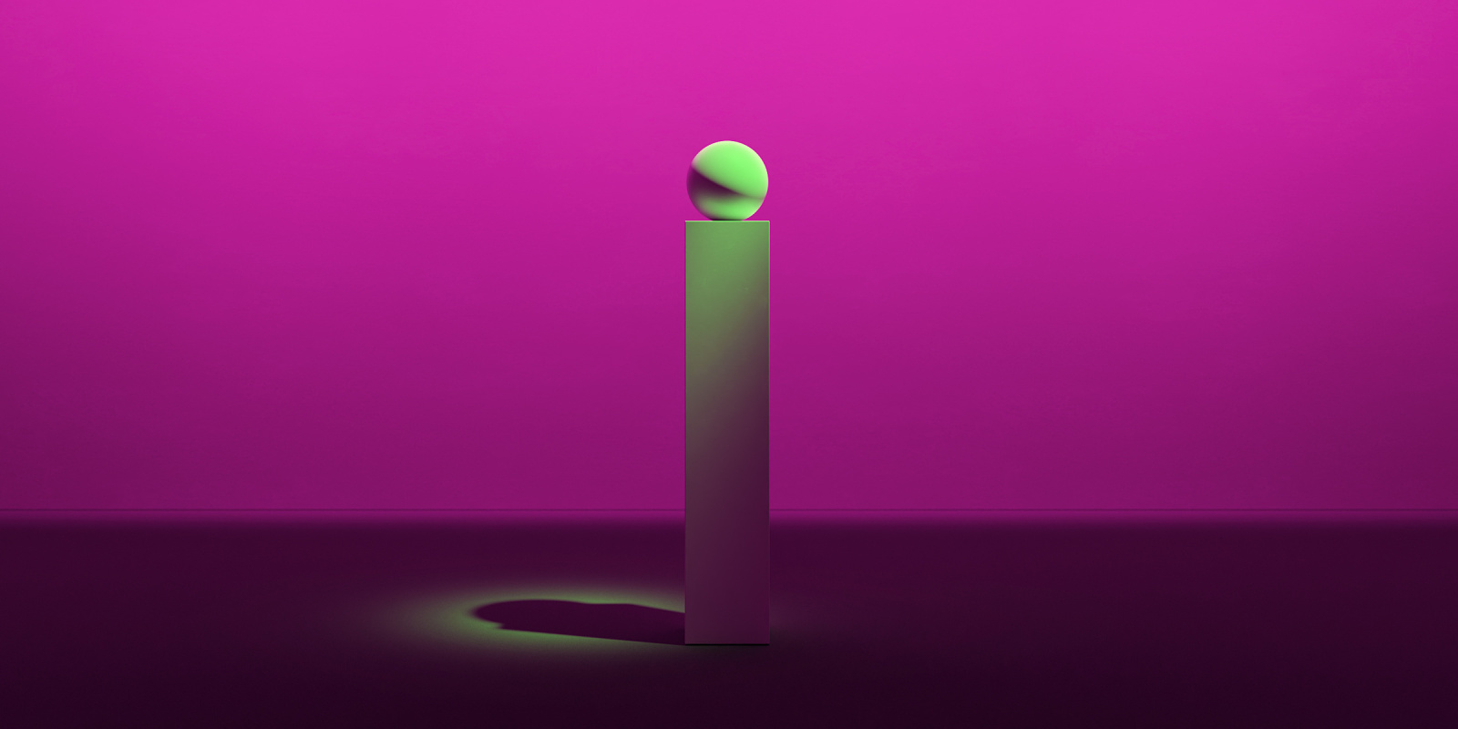 Abstract ERCO luminaire on a pedestal against a pink background.