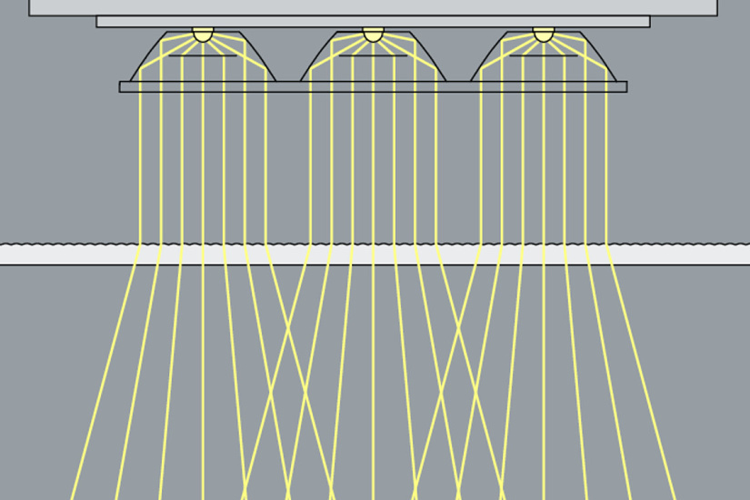 ERCO LED luminaire displaying light distribution for architectural lighting.