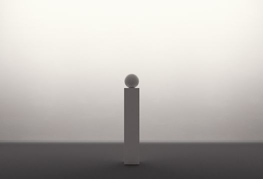 Sphere on a pedestal, showcasing ambient luminescence for orientation.