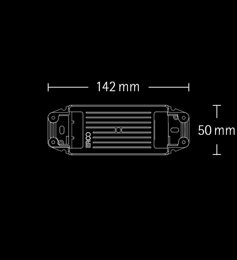 Technical drawing of the ERCO Axis spotlight, showing dimensions for recessed lighting.