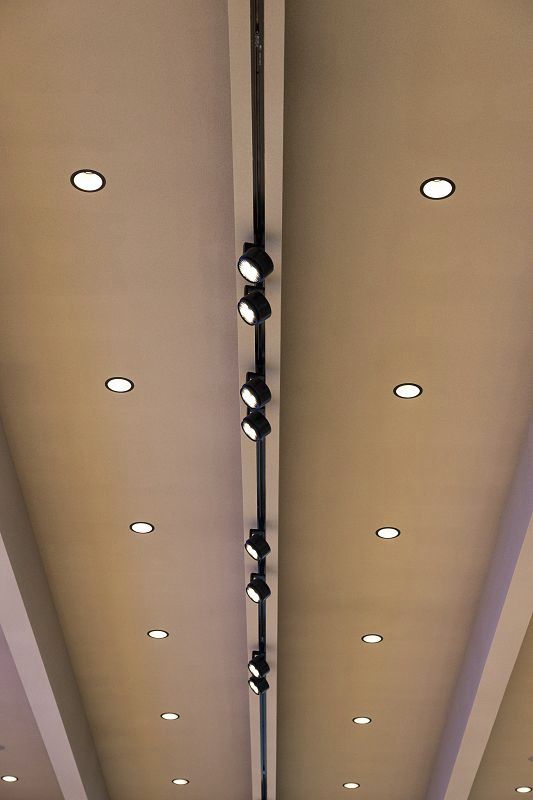 ERCO LED track lighting providing uniform illumination in Bocconi University auditorium.