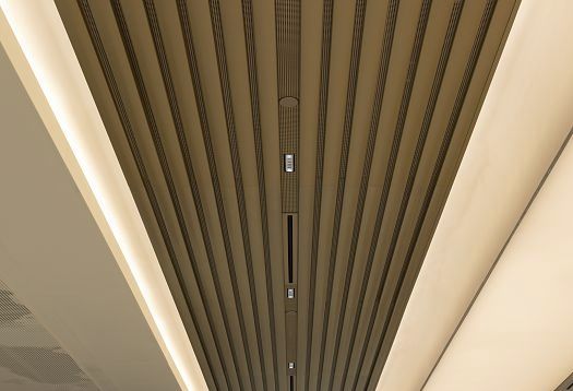 ERCO Compar LED downlights in the ceiling of Changi Airport Terminal 2, Singapore.