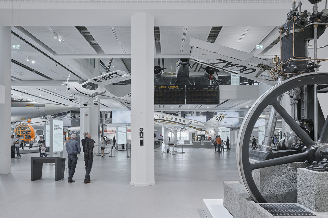 Deutsches Museum, Munich: ERCO LED lighting for diverse exhibits in varied architecture.