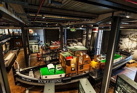 The Kurt-Heinz tugboat at the German Museum of Technology, lit by ERCO LED technology.