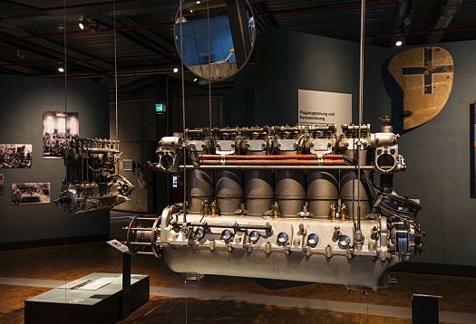Aircraft engines at the German Museum of Technology in Berlin, lit by ERCO LEDs.