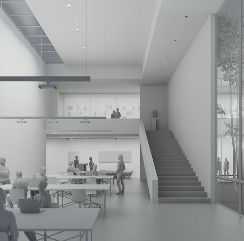 ERCO LED luminaires in an office, designed for durable, sustainable lighting solutions with a 20-year lifespan.