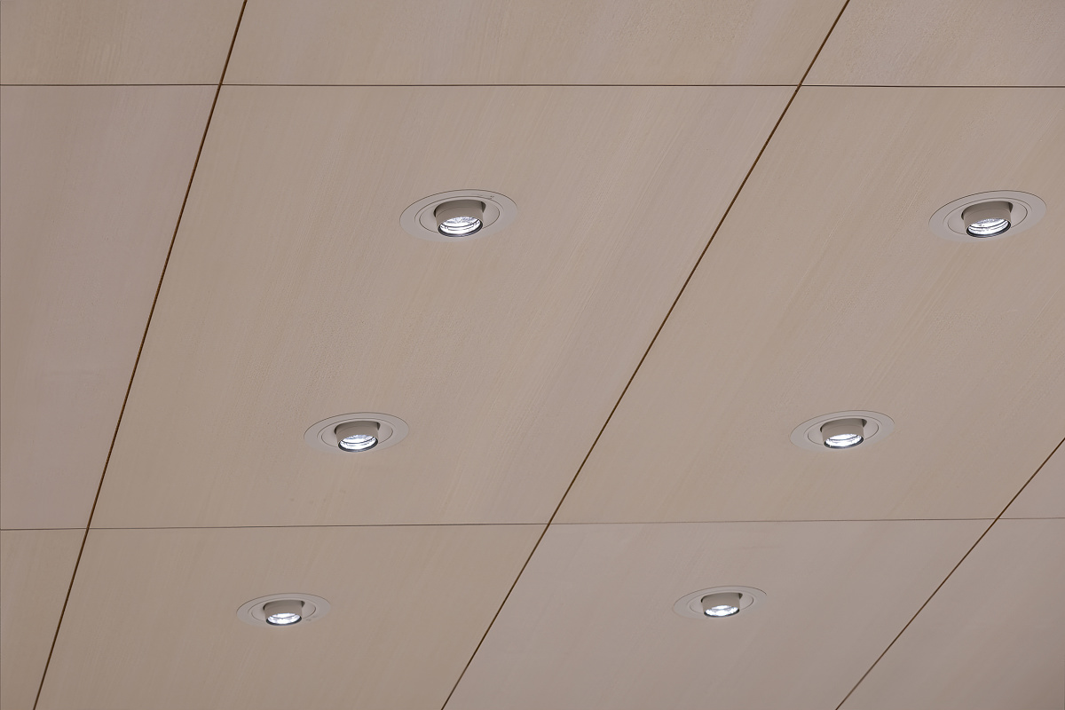 ERCO Quinta recessed spotlights providing ambient lighting in Edel Auditorium, Hamburg.