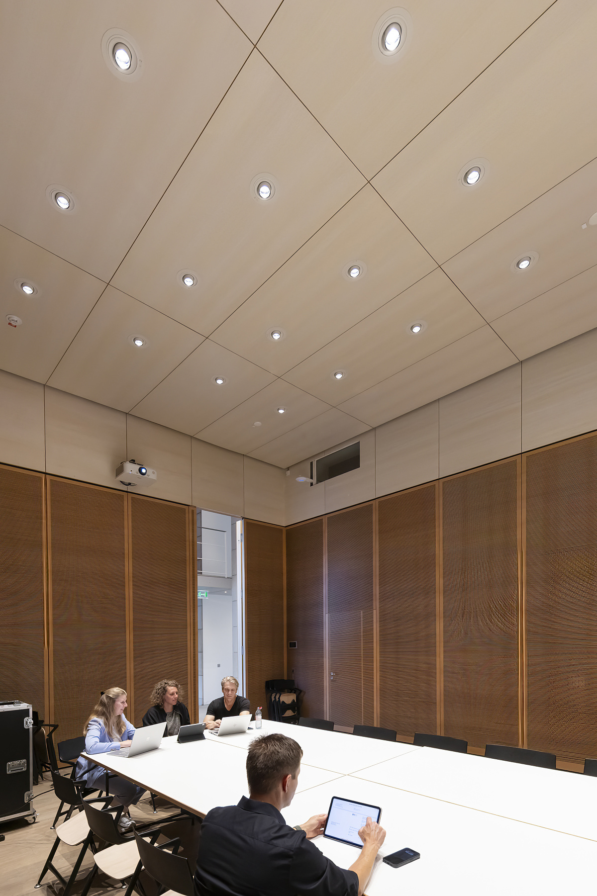 ERCO Quinta recessed spotlights providing ambient lighting in Edel Auditorium, Hamburg.