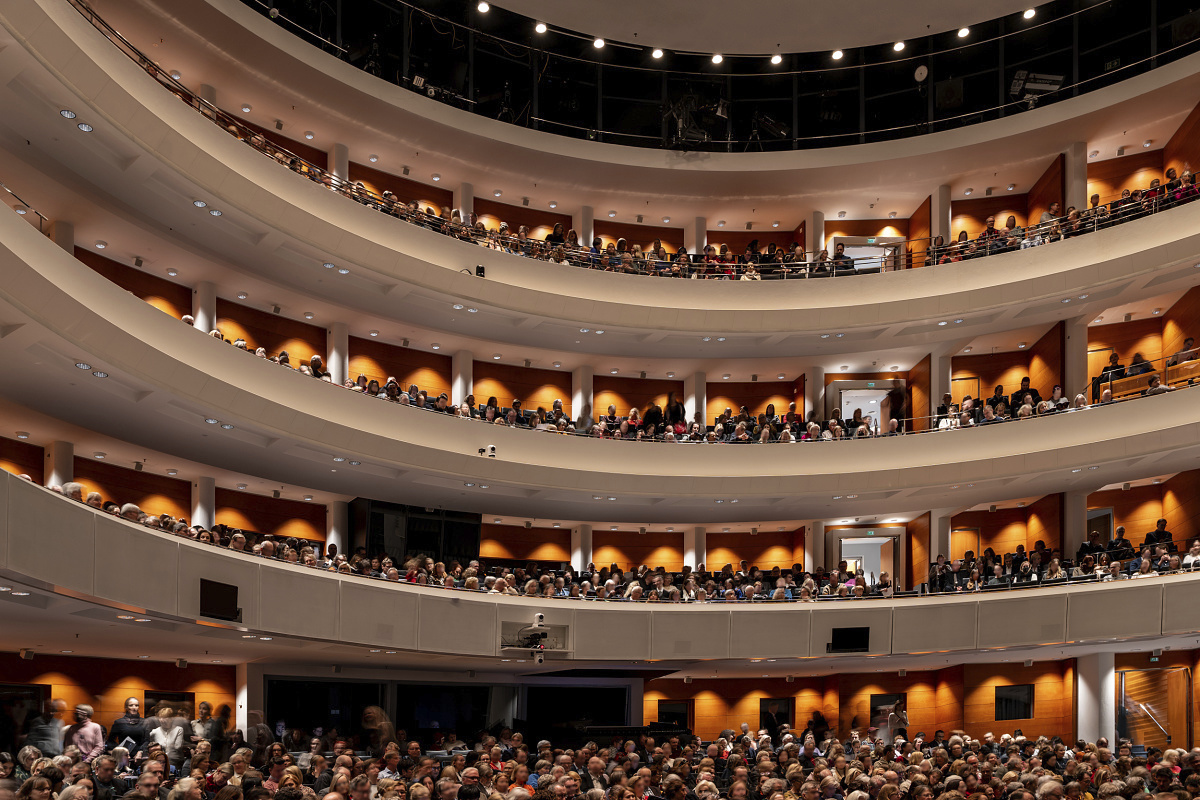 Finnish National Opera illuminated with energy-efficient ERCO LED downlights.