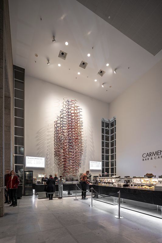 ERCO LED downlights illuminate the Carmen Bar & Cafe at the Finnish National Opera, Helsinki.