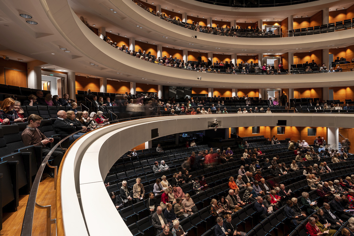 Finnish National Opera illuminated with energy-efficient ERCO LED downlights.