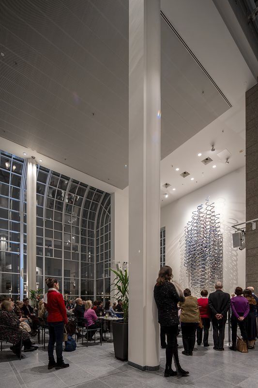 Finnish National Opera lobby with ERCO LED downlights for energy-efficient lighting.