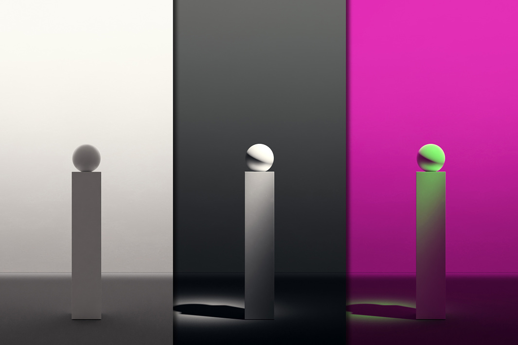 Abstract lighting display showcasing color contrasts and shadow play.
