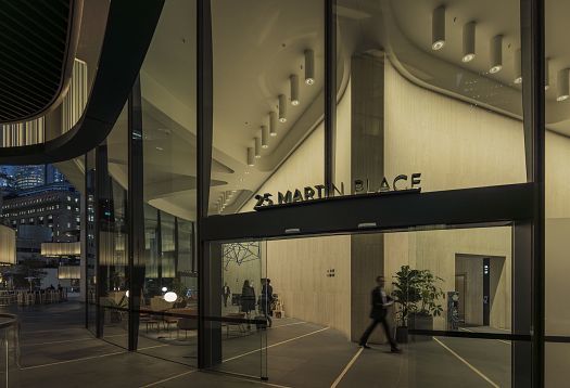 25 Martin Place, Sydney, featuring ERCO wallwashing to highlight the architecture.