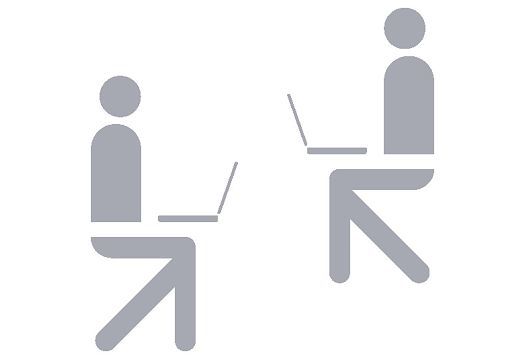Icon of people using laptops, representing Human Centric Lighting for activity and atmosphere.