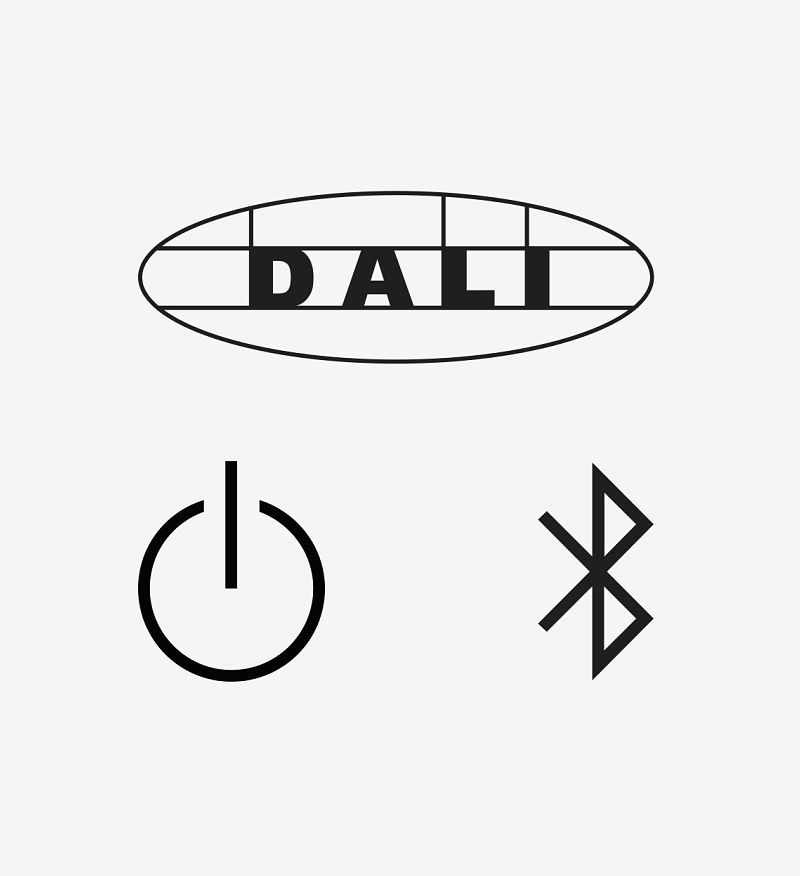 Iku downlight connectivity: DALI, power, and Bluetooth symbols for flexible lighting control.