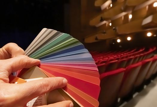 Color swatches in Hamburg State Opera, matching new LED lighting.