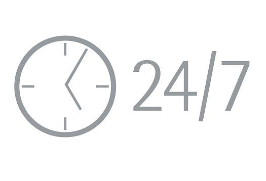 24/7 symbol representing continuous operation of ERCO outdoor luminaires in stations.