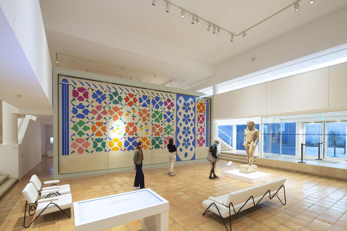 Interior of the Matisse Museum in Nice featuring 'Fleurs et Fruits' with ERCO LED lighting.