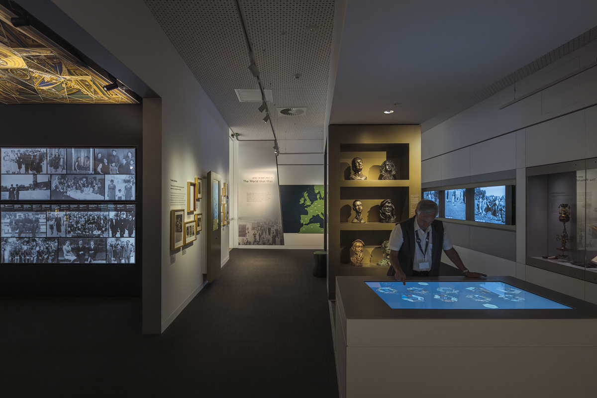 Melbourne Holocaust Museum interior featuring ERCO LED spotlights for accent lighting.