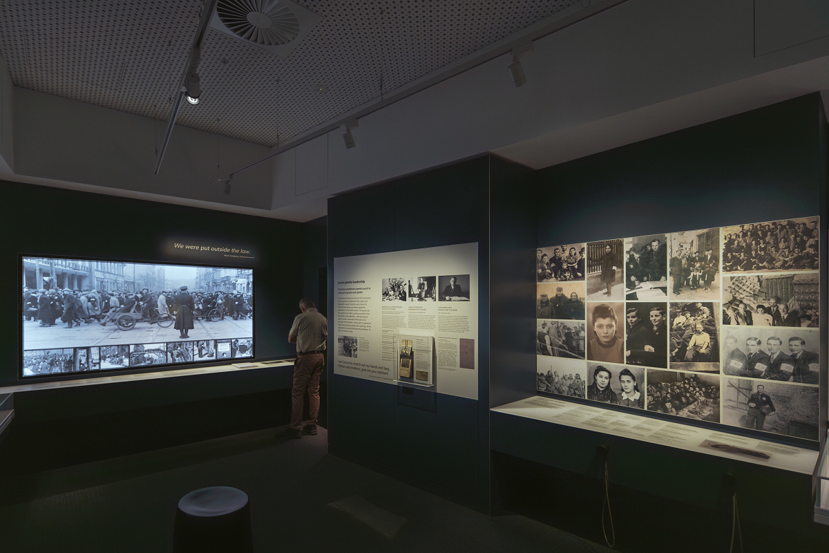ERCO spotlights illuminate an exhibit in the Melbourne Holocaust Museum, providing historical context.