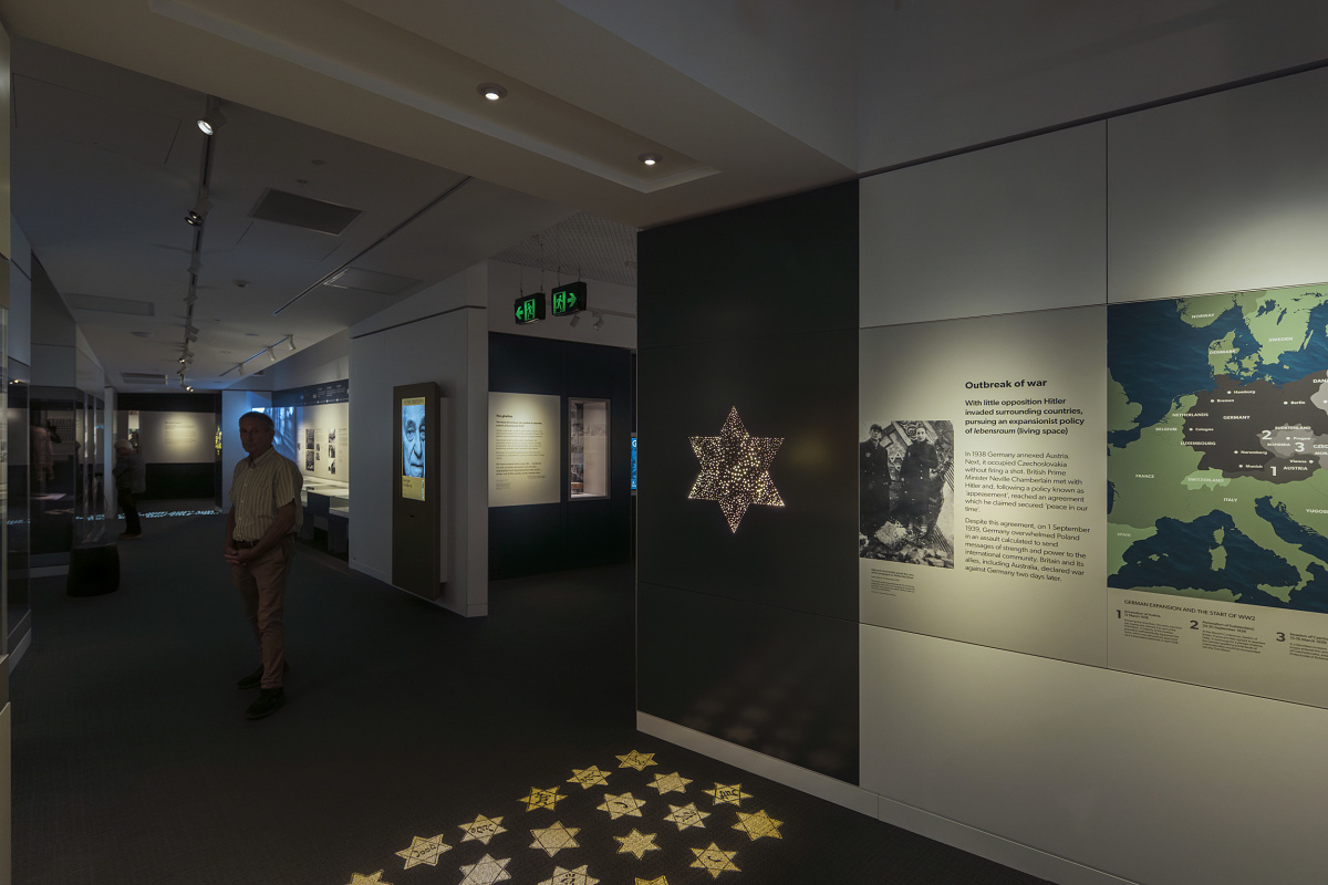 Accent lighting with ERCO spotlights in the Melbourne Holocaust Museum.
