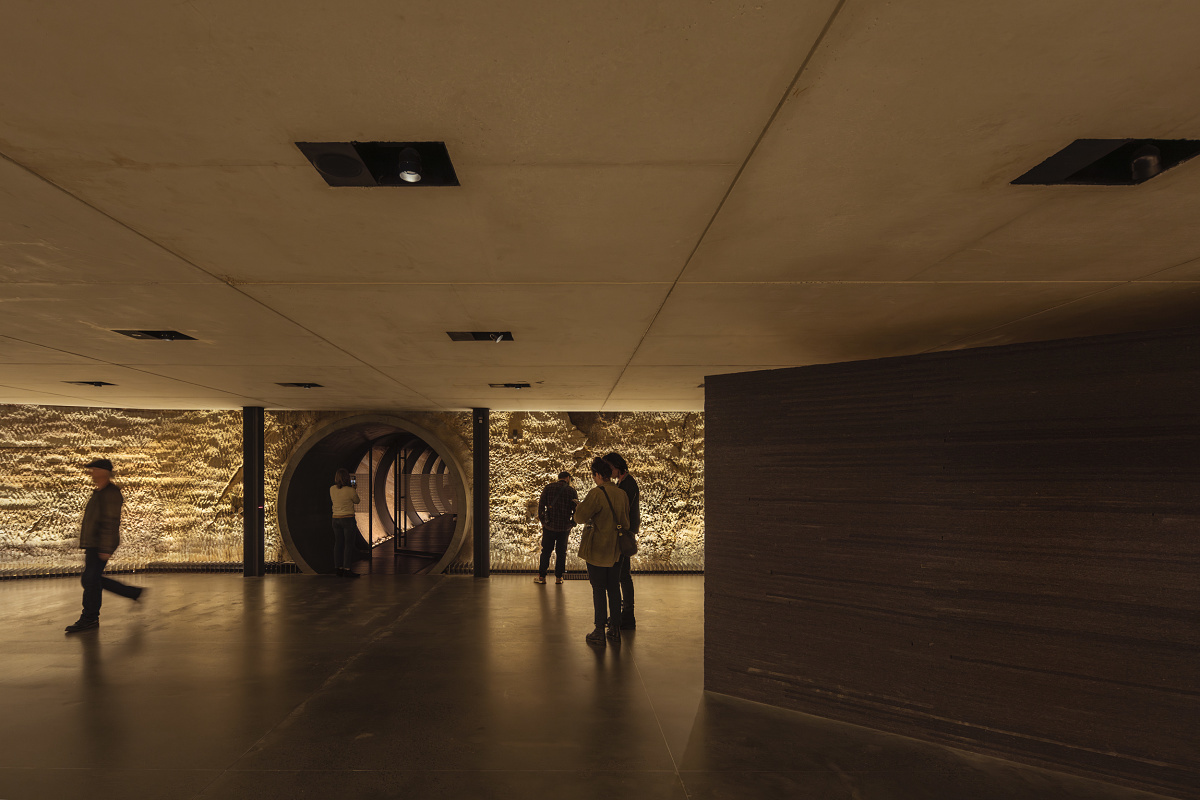 Mona Museum interior in Tasmania, featuring ERCO spotlights for flexible lighting.