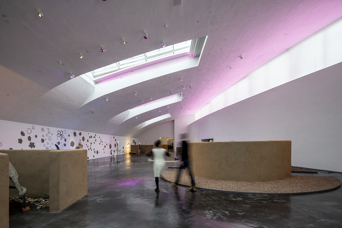 ERCO LED spotlights in Kiasma Museum Helsinki, providing energy-efficient accent lighting for art exhibitions.