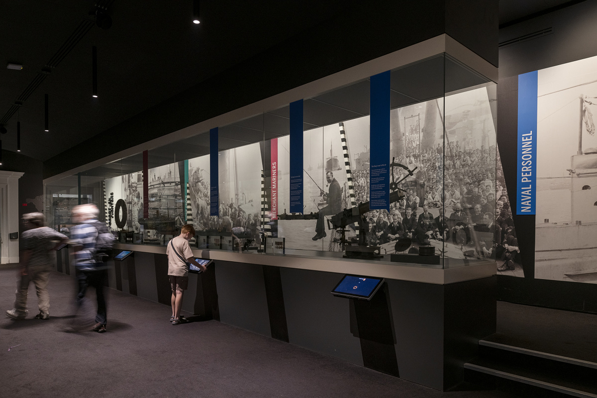 National Maritime Museum London exhibit featuring ERCO LED lighting highlighting maritime history.