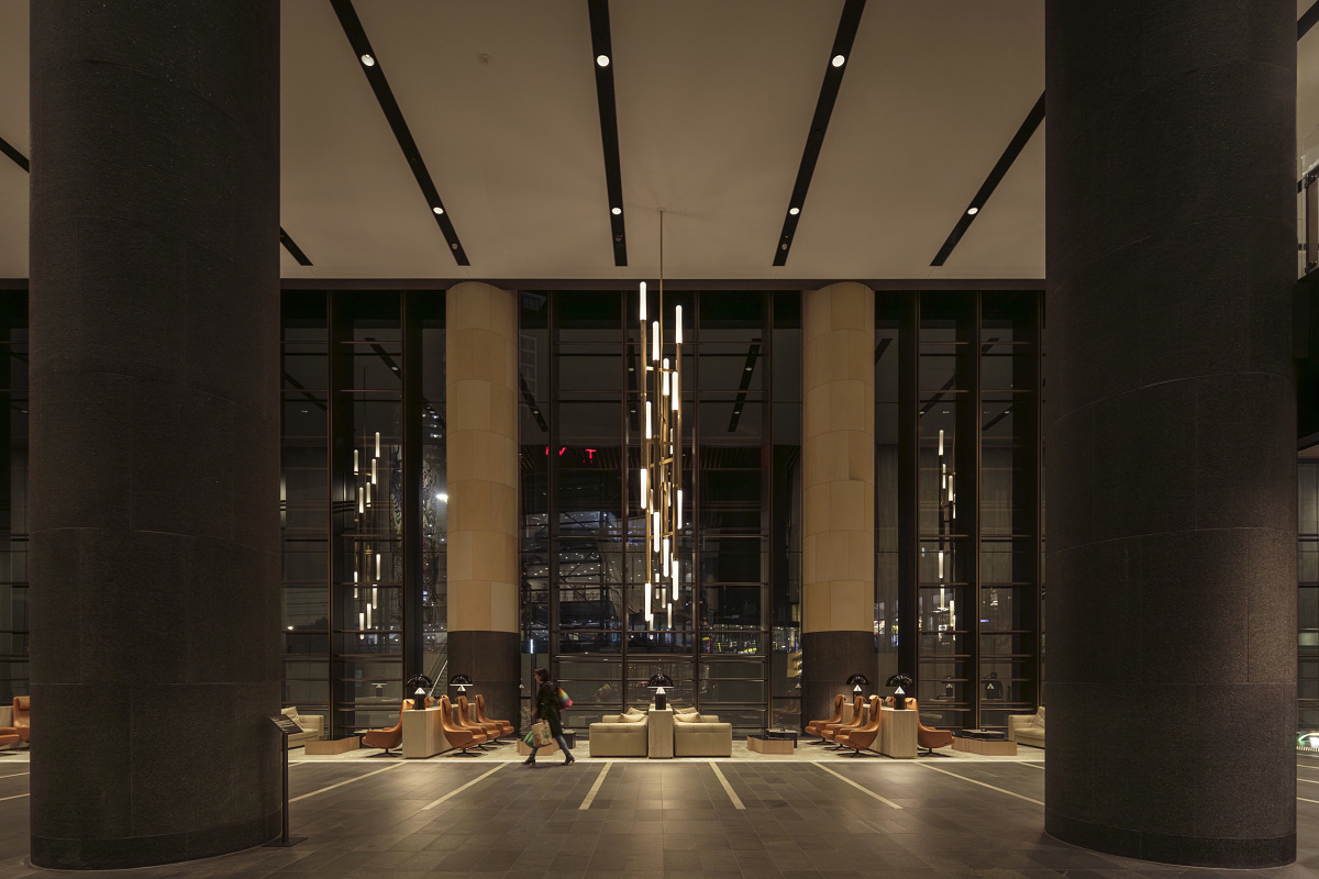 Parramatta Square lobby featuring ERCO lighting, creating an inviting atmosphere.