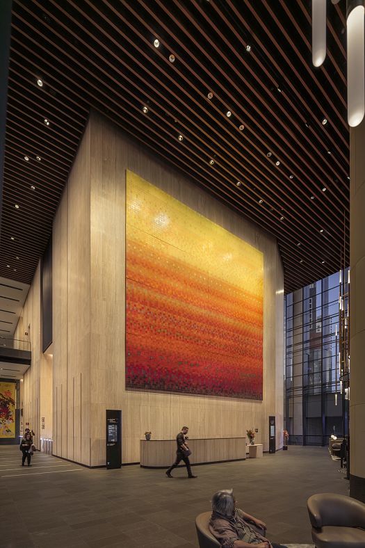 Parramatta Square interior featuring artwork and ERCO lighting solutions.