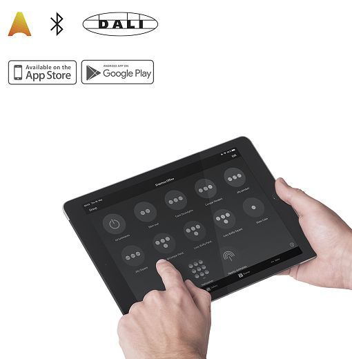 ERCO lighting control via tablet: Smart control of indoor LED downlights.