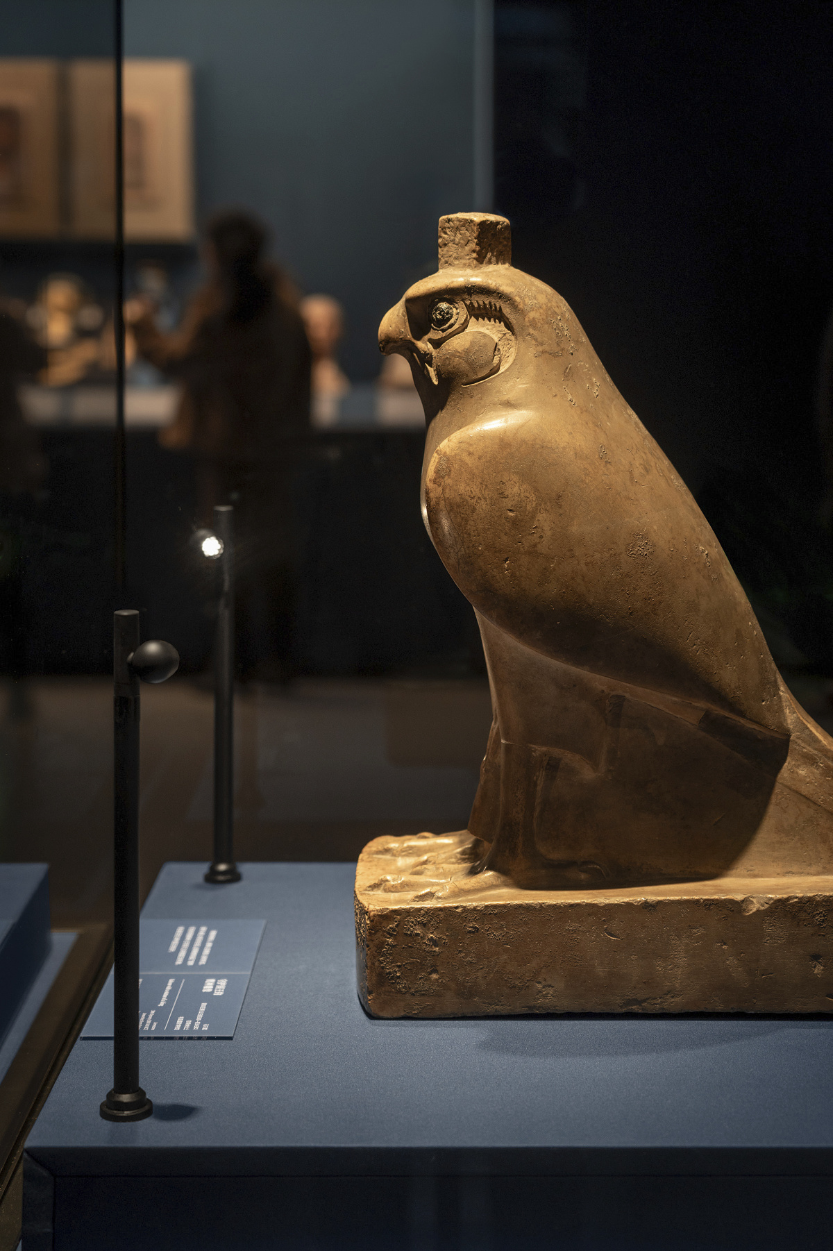 Horus falcon statue at Shanghai Museum, lit by ERCO LED lighting.