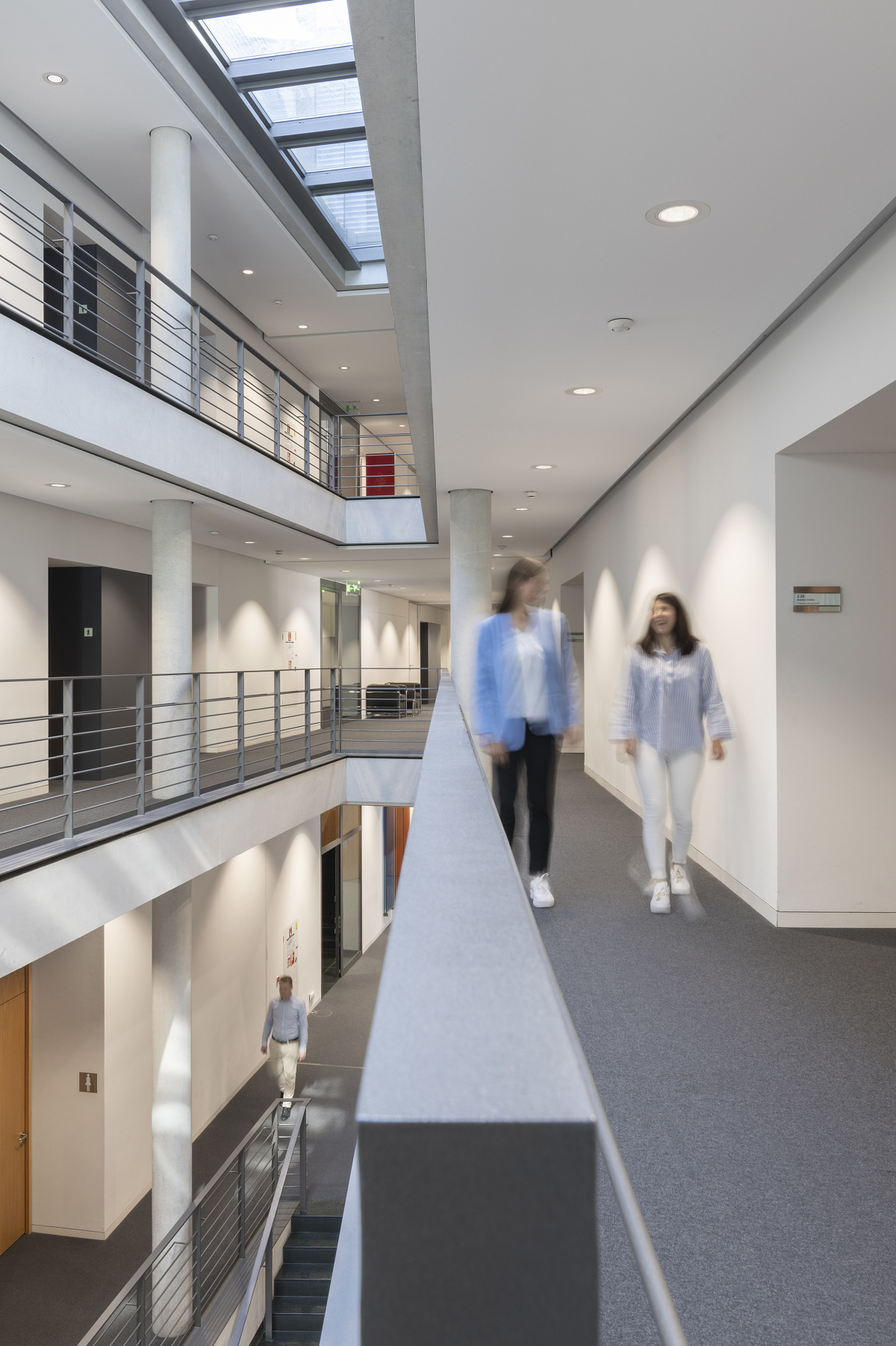 Sparkasse Ulm interior featuring ERCO Quintessence LED downlights for improved lighting quality.
