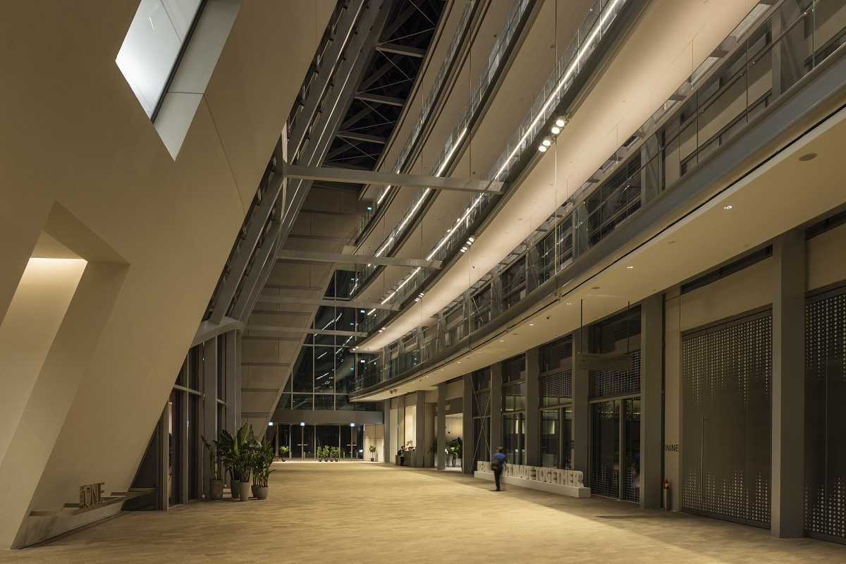 Surbana Jurong Campus interior featuring ERCO LED lighting solutions.