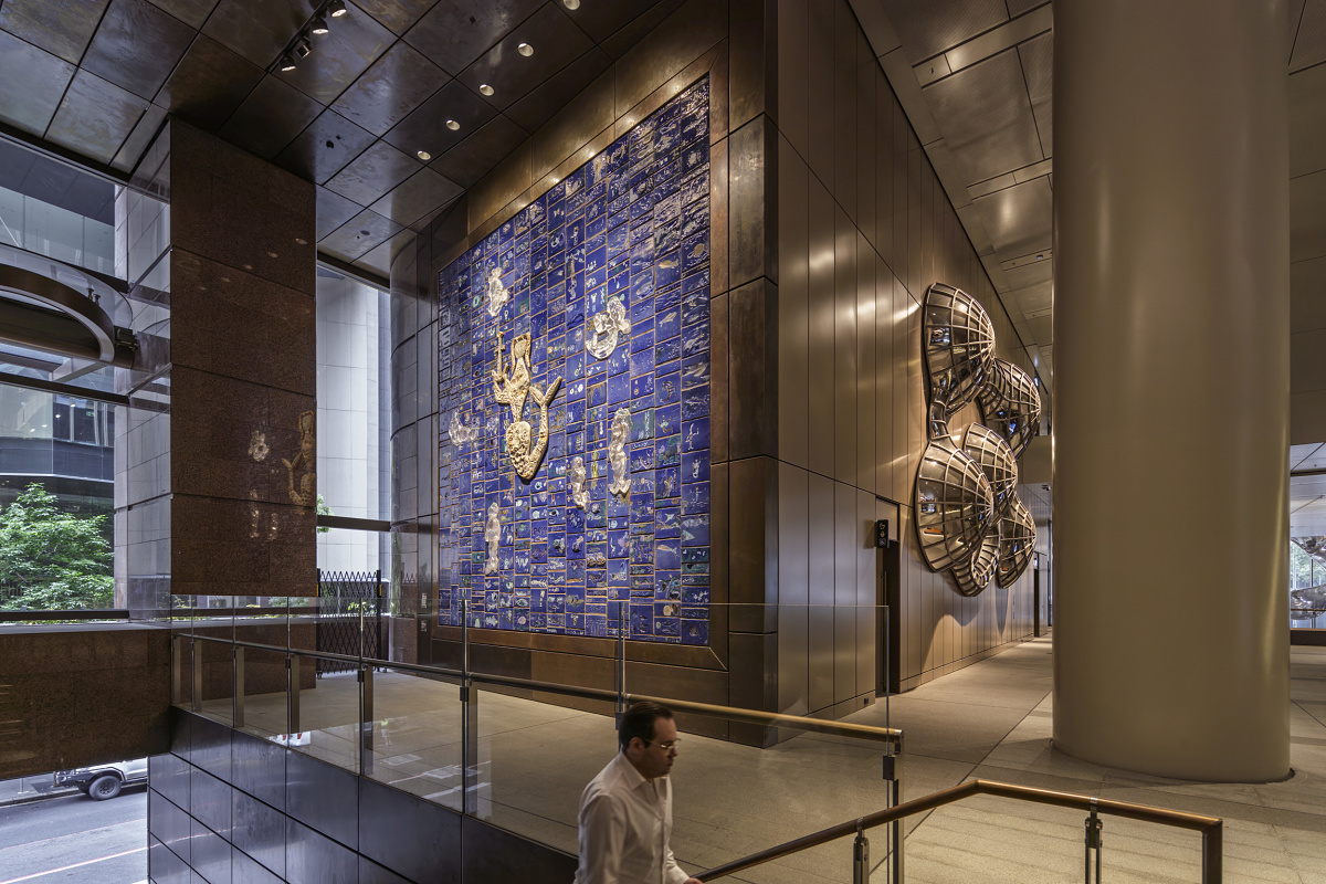 Art installation with ERCO lighting at Martin Place Metro Station, Sydney.