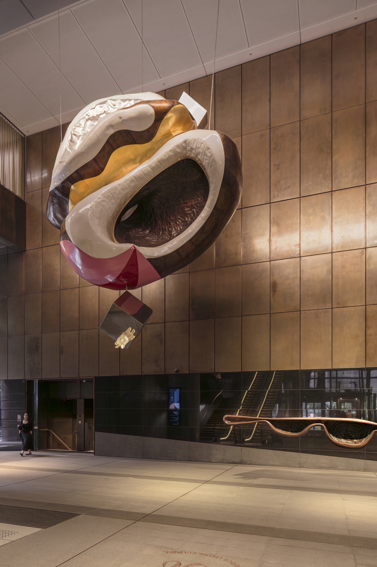 The Magic Circle sculpture at Martin Place Station, illuminated by ERCO spotlights.