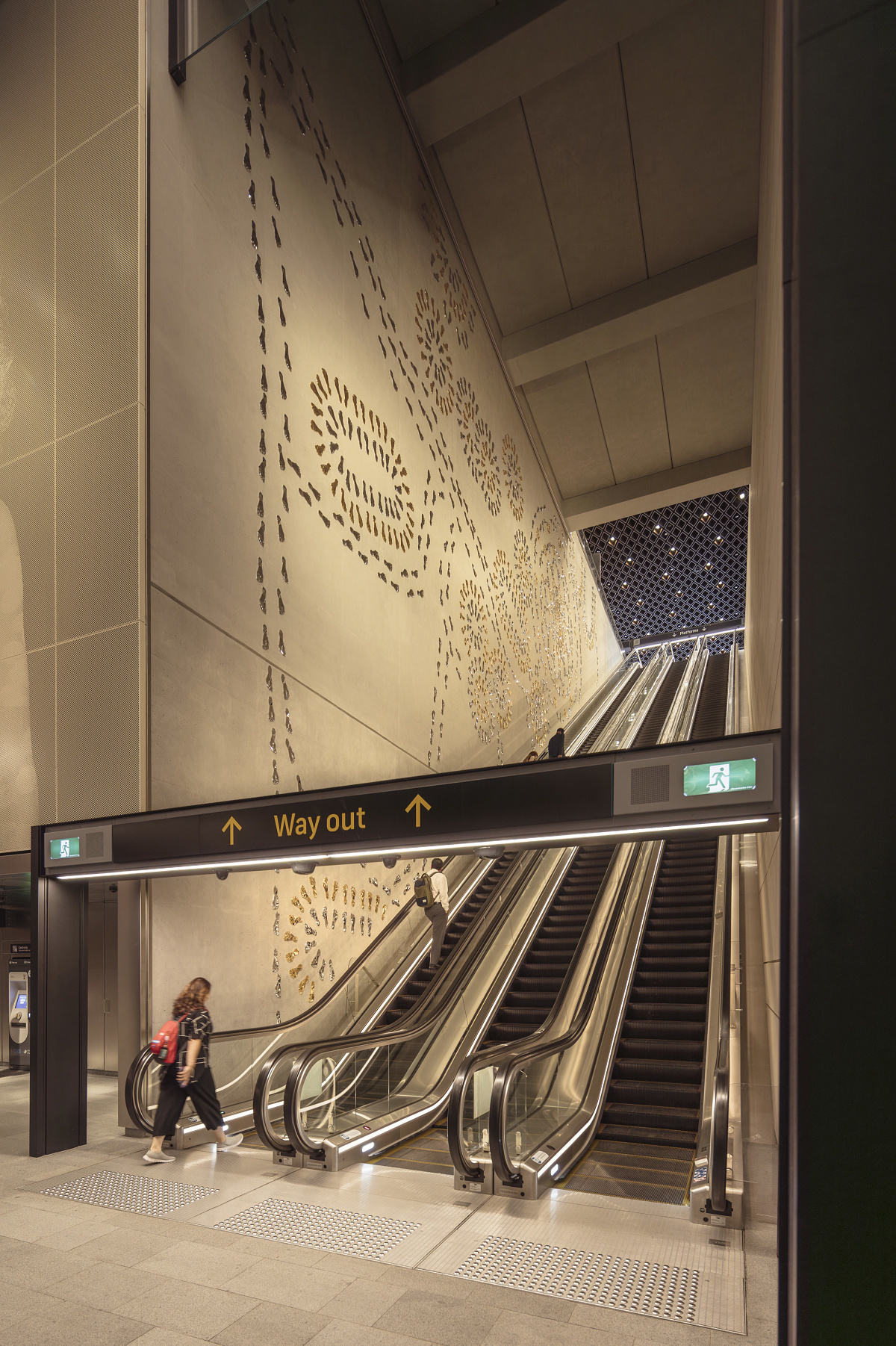 ERCO Kona spotlights illuminate art installation at Waterloo Metro Station, Sydney.