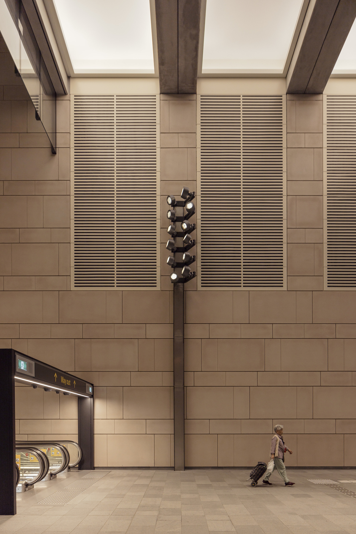 ERCO Kona projectors illuminate Waterloo Metro Station in Sydney.