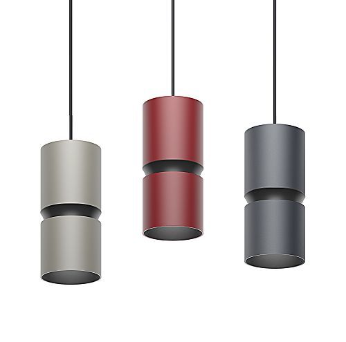 ERCO LED pendant luminaires in various colors, an efficient alternative to T5/T8 fluorescent lamps.