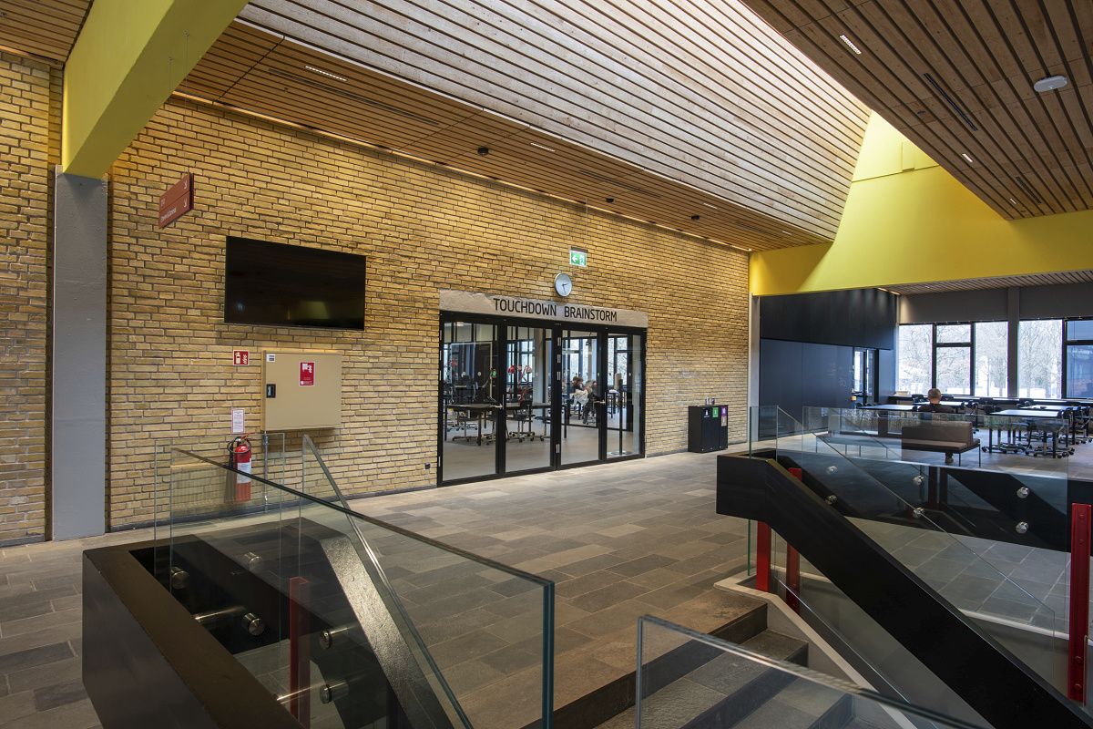 Interior view of the Technical University of Denmark featuring LED lighting.