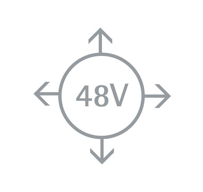 ERCOs 48V low voltage system symbol, indicating flexible applications.